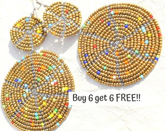 022 buy 6 get 6 free earrings for women, beaded earrings, hoop earrings set, african earrings, boho style earrings dangle, gift for her
