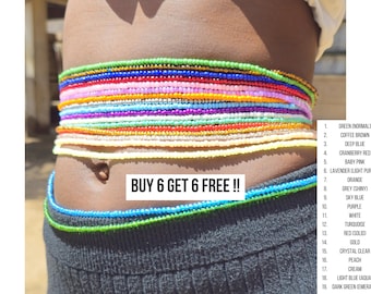 Waist beads, tie on waist beads, waist beads african, waist beads black owned, gifts for her, birthday gift, waist beads for weight loss