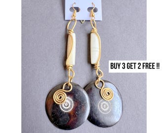 672 earrings, boho earrings dangle, bone earrings, brass earrings, ethnic earrings, african jewelry, bone jewelry, gift, gifts for her.