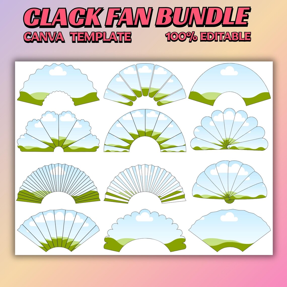 Clack Fan Canva Template, Sublimation Design (digital File 25x13 In) - Etsy