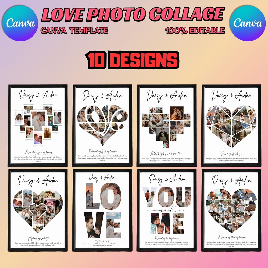 Canva Heart Frame Editable Template | Valentines Day Love Design ...