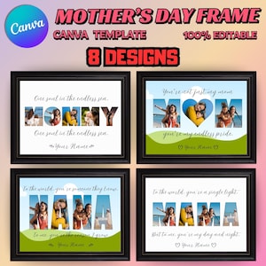 Mothers Day Photo Collage Frame Canva Template – Personalized Mom | Nana | Mama Gift | Mommy Photo Collage – Mothers Day Printable
