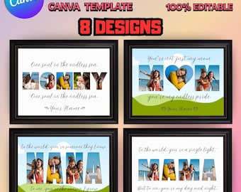 Personalisierte Muttertag Foto Collage Rahmen Canva Vorlage (Digitaler Download)