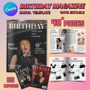 Custom Birthday Magazine Template | Best Friend Gift | Editable Canva Template | Personalized Birthday Keepsake | For bestie
