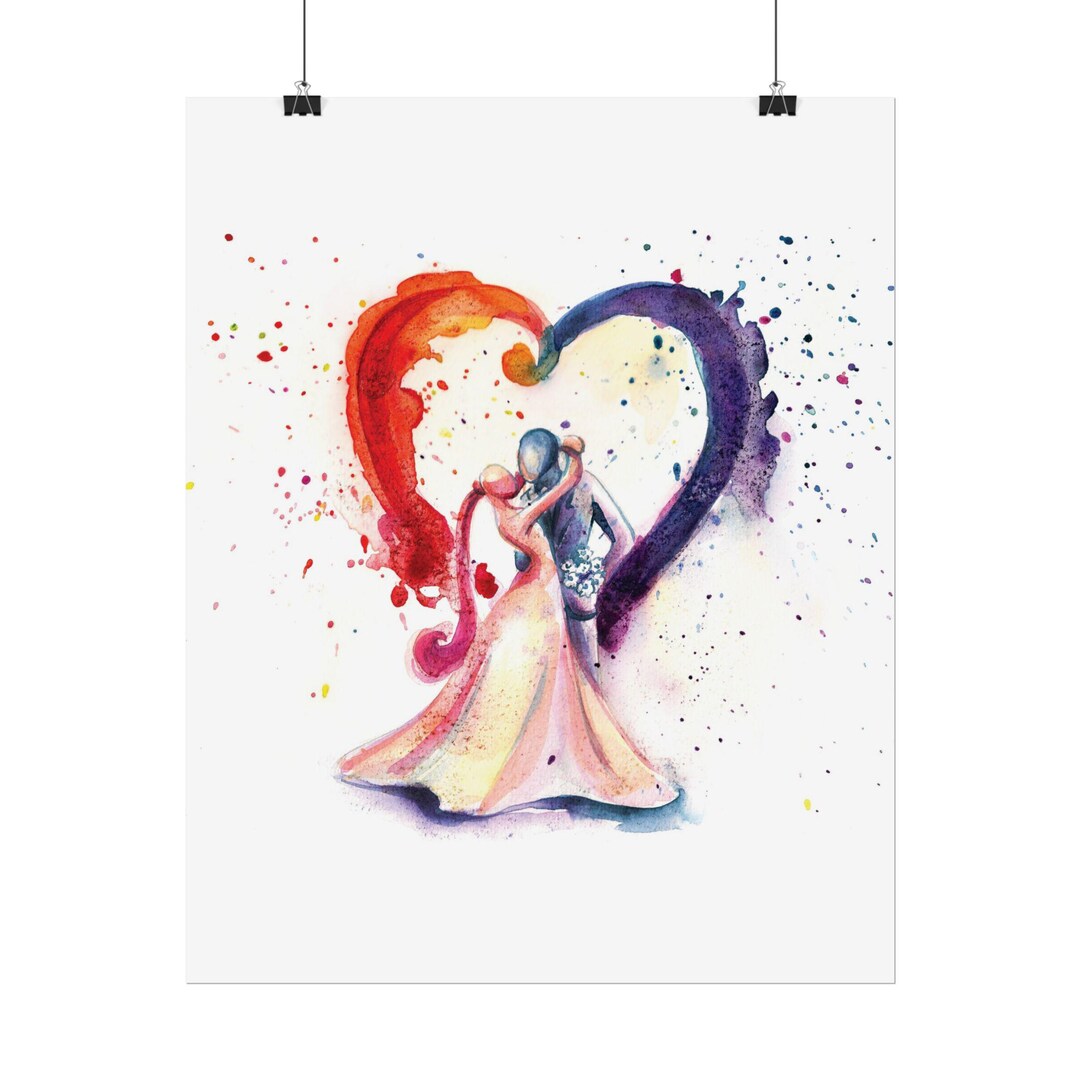 Eternal Love Watercolor Rolled Posters, Perfect for Anniversaries, Home ...