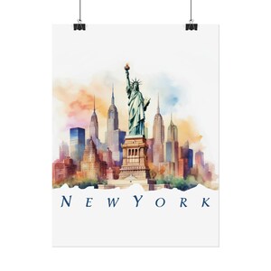 New York Freiheitsstatue Poster, USA Stadt Wandkunst, New York Aquarell Dekor, Geschenk für Reisende, NYC Kunstdruck, Souvenir