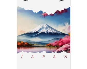 Japan Mount Fuji Poster, Japanese Tokyo Art Print, Landscape Rolled Poster, Bedroom Decor, Travel Art, Gift for Wanderlust, Wall Art Decor