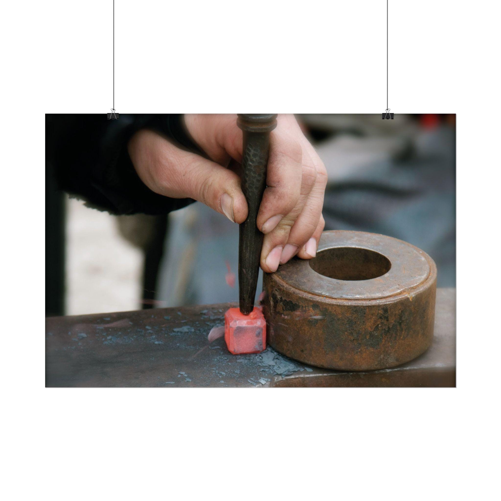 Forging a Dice Rolled Poster, Blacksmith at Work in Prague, Home Decor, Wall Art, Gift for Travelers, Office Vibes, Art Collectors
