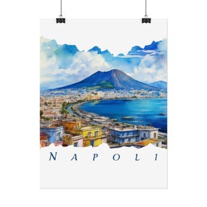 Napoli Rolled Poster - Vesuvius, Bay, Italy Scenic Wall Art, Travel Decor, Italy Gift, Home Decor, Landscape Print