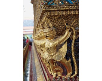 Golden Garuda Guardians Rolled Posters, Grand Palace, Bangkok, Wall Art, Home Decor, Unique Gifts, Travel Inspiration, Cultural Artwork