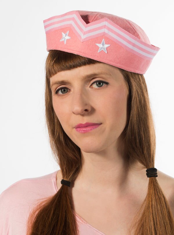 Pink Sailor Hat White Stars and Stripes 
