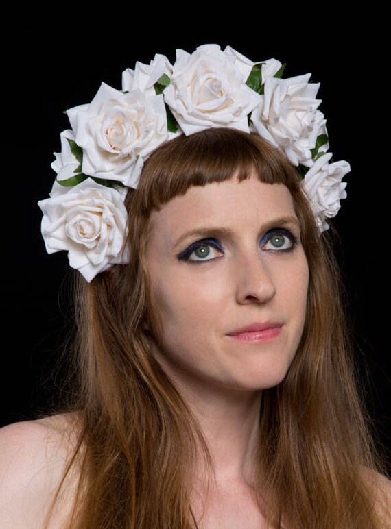 white flower headdress