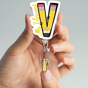 Bobine de badge nominatif d'entraîneur personnalisé avec breloque batte de baseball, porte-cartes d'identité personnalisé au crayon, cadeau pour professeur d'éducation physique ou entraîneur sportif