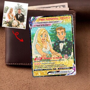 Regalo de boda con foto personalizada para pareja, bonito recuerdo estilo anime, tarjeta holográfica de estrella para aniversario de bodas, tarjeta "El amor de mi vida".