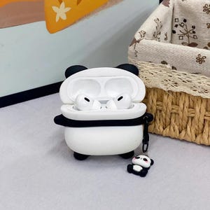 3D Cartoon Panda AirPods Case, Cute Panda AirPods Case, Kawaii Protective AirPods Case, Airpod Accessories,Soft Silicone Animal AirPods Case