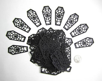 R.I.P. Gothic Wedding or Birthday Black Web Coffin Confetti or Card Making Die Cuts