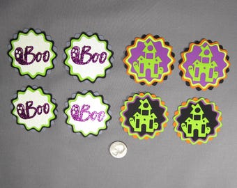 Handmade Halloween Round Scallop Scrapbook Embellishments and Die Cuts