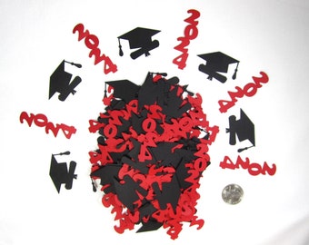 150pc 2024 Red and Black Graduation Confetti Table Top Party Decoration or Card Confetti