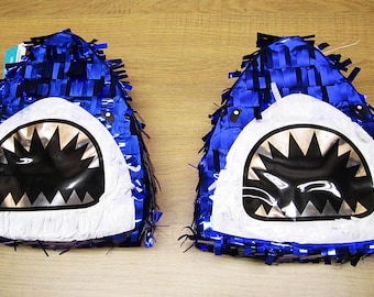 2 Mini Blue Shark Birthday or Table Display Pinatas
