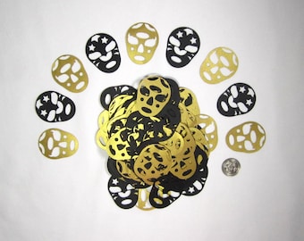 Wrestlers Mask Confetti:Black and Gold Birthday Party Decorations