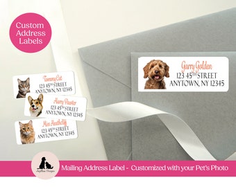 Custom Set of 30 Return Address Labels - Personalized with your Pet's Photo -  | Mailing Supplies