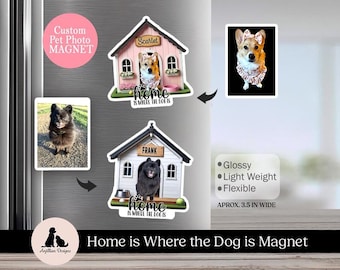 Custom Pet Photo Magnet | "Home is Where the Dog is" Keepsake