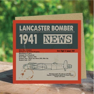 Tarjeta de felicitación de aviación de noticias del bombardero Lancaster