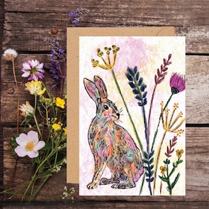 Cartão de felicitações com sementes de flores silvestres COLORIDAS HARE PLANTÁVEIS