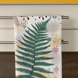 Groene varen abstracte theedoek
