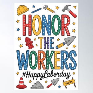 Happy Labour Day 2025 Printable Wall Art | Digital Download | Instant Download | September 1st Celebration Decor