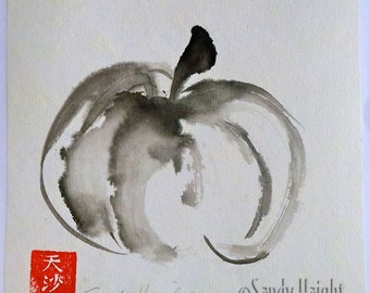 original sumi painting radish unframed art red vegetable etsy