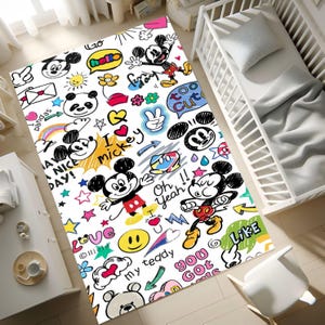 Colorful Cartoon Character Rug for Kids Room – Fun Washable Play Mat, Nursery Bedroom Decor,Non Slip Carpet Gift for Boys and Girls-Gift Rug
