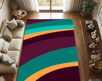 Abstract Color Block Area Rug – Modern Living Room Carpet