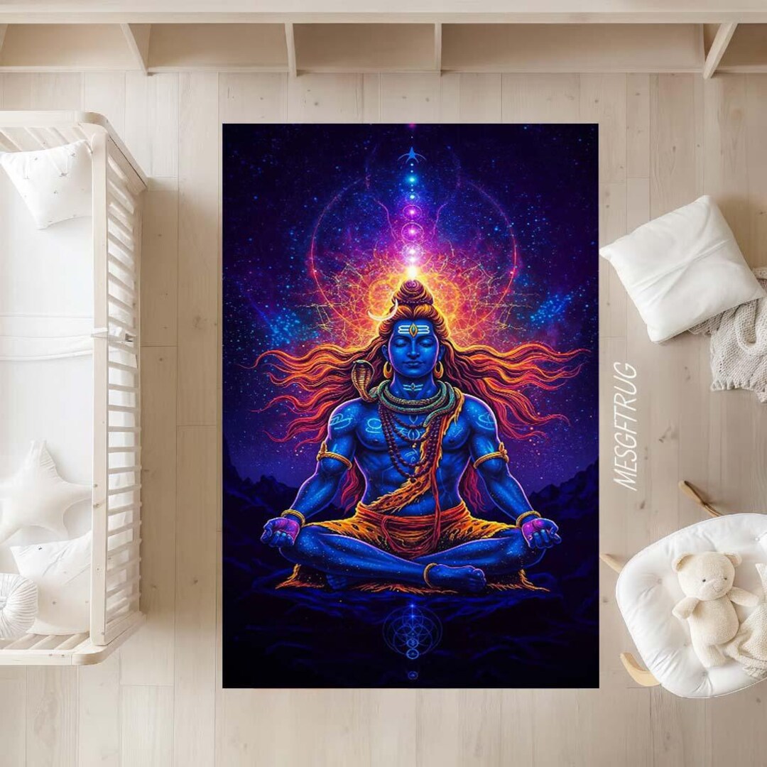 Cosmic Shiva Yoga Rug: Hindu Meditation Carpet, Boho Decor - Etsy