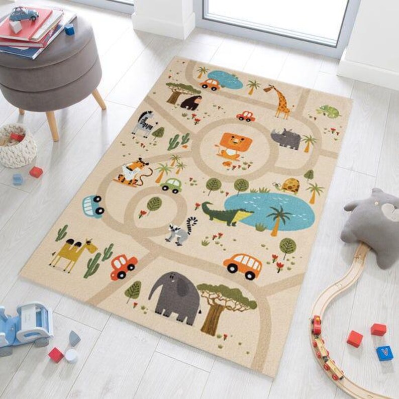 Kids Ranch Rug Safari Kids Rug: Jungle Animals Road Play Mat - Etsy