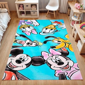 Fun Cartoon Friends Rug – Colorful Character Carpet for Kids Room or Nursery | Soft Play Mat | Mickey Style Toddler Gift Idea-Gift for Kids