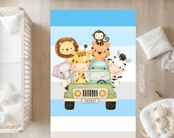 Safari Animal Kids Rug: Jungle Nursery, Playroom Decor