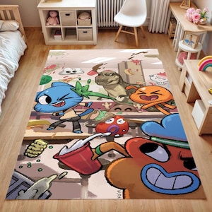 Gumball Kids Rug - Cartoon Style Colorful Play Mat for Boys Room, Funny Nursery Carpet, Soft Toddler Floor Decor, Gift for Children-Gift Rug