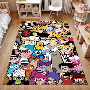 Cartoon Network Rug | Kids Room Carpet with Classic Cartoon Characters | Colorful Fun Boys Girls Playroom Decor |Soft Anti-Slip Mat|Gift Rug