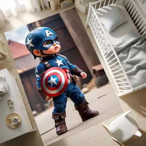 Captain Hero Rug for Kids – Superhero Themed Baby Room Carpet – Non Slip Play Mat for Brave Boys – Nursery Decor for Future Heroes-Gift Rug