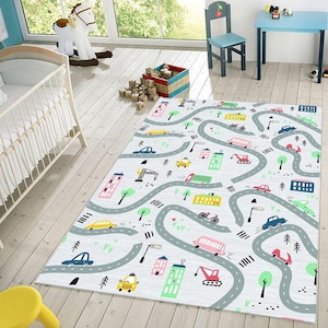 Kids Road Map Play Rug,Car Rug,Traffic Rug,Car Racing Rug, Kids Room Rug, Kids Room decor, Children Rug, Area Rug, Gift Rug, Birthday Gift