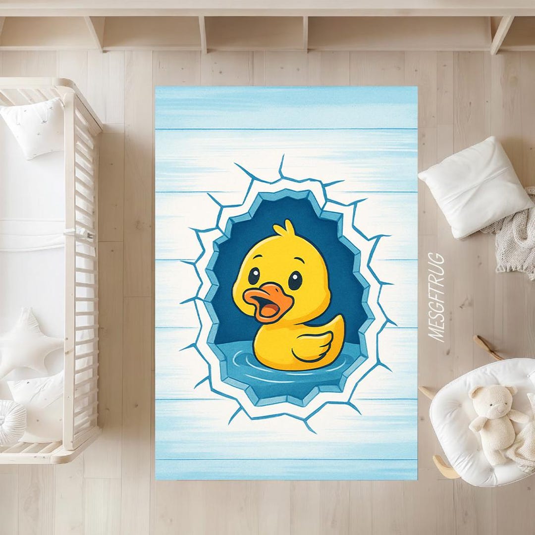 Duck Kids Rug: Soft Nursery Cartoon Carpet - Etsy