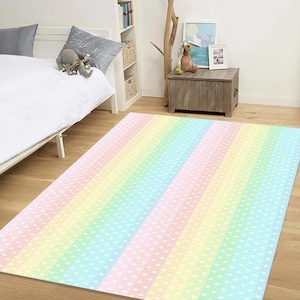 Pastel Polka Dot Nursery Rug: Soft Baby Play Mat, Non-Slip