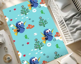 Ocean Animals Kids Rug: Non-Slip Playroom Nursery Carpet