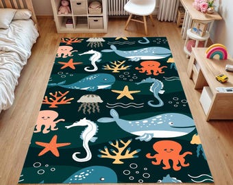 Ocean Animals Kids Rug – Playroom Mat