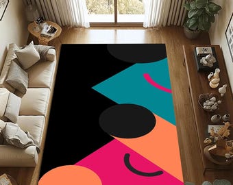 Abstract Modern Area Rug – Bold Color Living Room Carpet