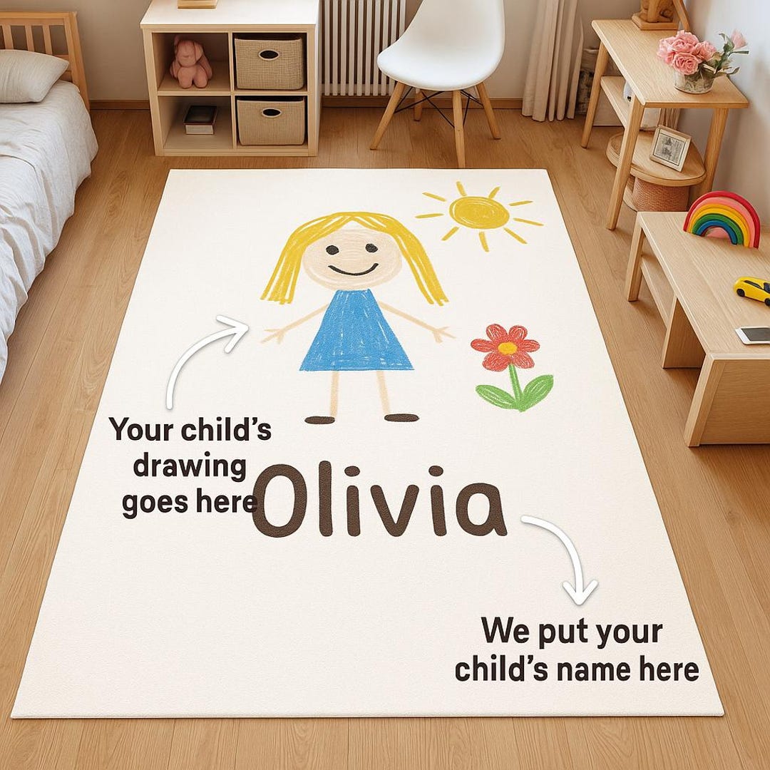 Ink Drawing Rug Child's Drawing Rug: Personalized Art Keepsake Carpet - Etsy