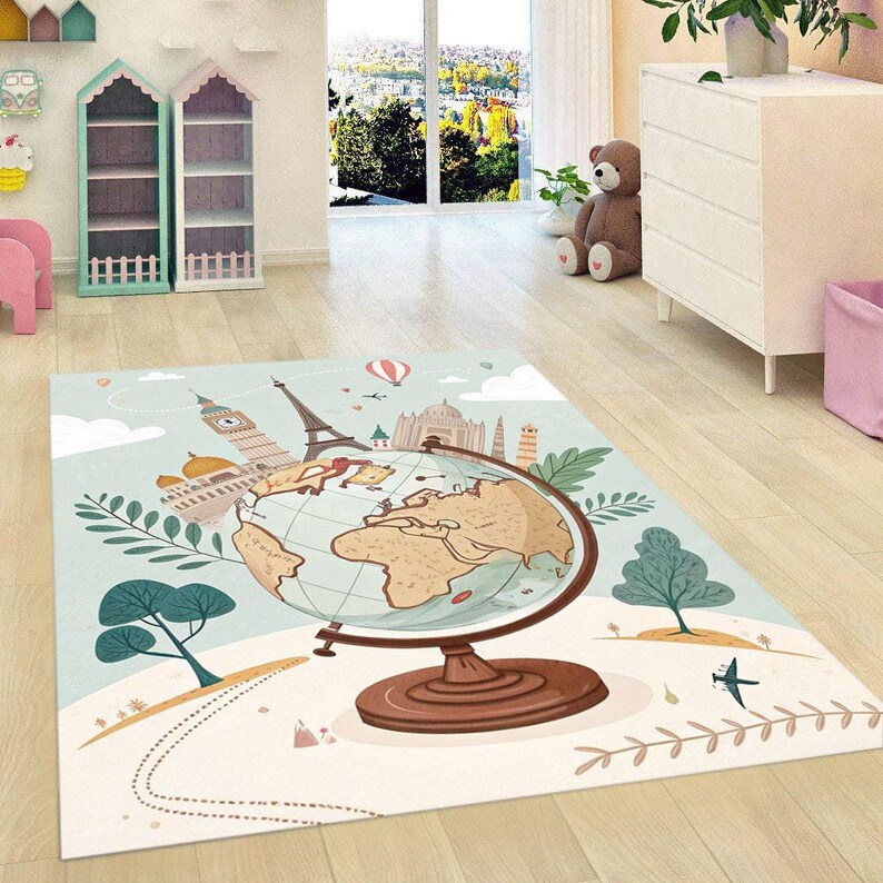 World Explorer Rug Personalized World Map Kids Rug: Explorer Play Mat - Etsy Australia