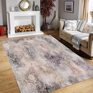 Romantic Rose Area Rug: Soft Pastel Vintage Floral Carpet