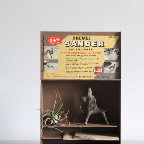 vintage metal box / industrial decor / brown storage box, compartments